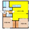千歳線/千歳駅 徒歩12分 4階 1年未満 2LDKの間取り
