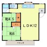 コーポアイザワＢ棟 2LDKの間取り