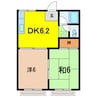 アルパンコーポＢ棟 2DKの間取り