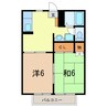 ディアス上野 B棟 2DKの間取り