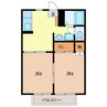 ディアス上野 B棟 2DKの間取り