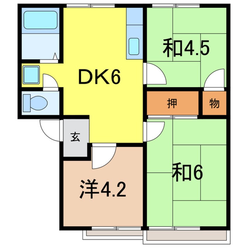 間取図 コーポサンライズ A棟