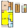 カーサ ブリュ B 1LDKの間取り