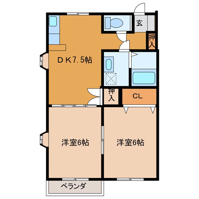 間取り図 日豊本線/都城駅 徒歩7分 2階 築24年