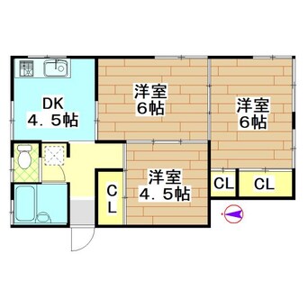 間取図 日豊本線/三股駅 徒歩21分 1-1階 築36年