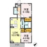 エランドール 2LDKの間取り