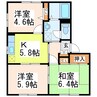 プリムヴェールＡ 3Kの間取り