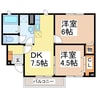 ラフィーネⅡ 2DKの間取り