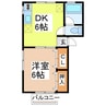 フローラルハイツ高下西 1DKの間取り