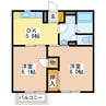レジデンス濱田Ⅱ 2DKの間取り