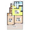 アドラブールＡ 2DKの間取り