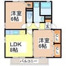 フルール・プリムヴェールＤ 2LDKの間取り