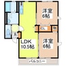 クレシアⅡ 2LDKの間取り
