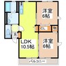 クレシアⅡ 2LDKの間取り