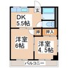 コーポ錦 2DKの間取り