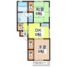 シャルマンドミールＢ 2DKの間取り