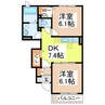 ティファーレⅡ 2DKの間取り