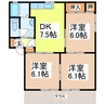シャンクレール 3DKの間取り