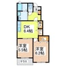 カトレアⅡ 2DKの間取り