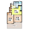 アニュー光 2DKの間取り