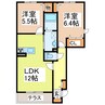 サンビレッジ 2LDKの間取り
