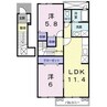 サンリットガーデンⅡ 2LDKの間取り