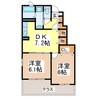 カルムメゾンⅡ 2DKの間取り