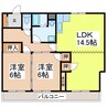興人松江マンション 2LDKの間取り
