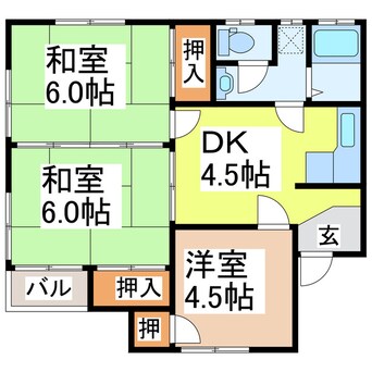 間取図 コーポナガシマＢ