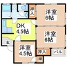 コーポナガシマＢ 3DKの間取り