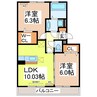 ライジングサン西宮Ｂ 2LDKの間取り