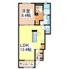 イースト　ワン　ハルズ 1LDKの間取り