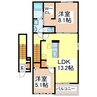 イースト　ワン　ハルズ 2LDKの間取り