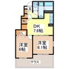 Ｊ－ＷＩＳＨ 2DKの間取り