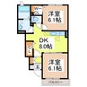 ドルチェヴィータ弐号館 2DKの間取り