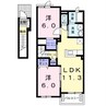 サンシャイン桜Ⅰ 2LDKの間取り