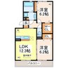 エルパティオⅢ 2LDKの間取り