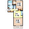 ソレアードＤ－１ 2DKの間取り