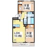KYAMS 2LDKの間取り