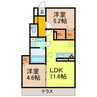 D-roomハピネスＡ棟 2LDKの間取り