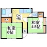 宮﨑棟割 2DKの間取り