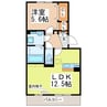 レーヴ新地 1LDKの間取り
