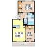 サニーフラット新八代 2LDKの間取り