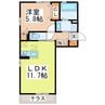 サザンシャトー古城 1LDKの間取り