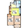 サンミッシェル　B 2DKの間取り