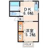 フローラルハイツ内田2番館 1DKの間取り