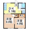 中山アパート(横手) 2DKの間取り