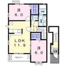 クレールⅣ　D 2LDKの間取り