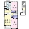 アラドハントB 2LDKの間取り
