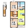 グランシエルⅡ 2LDKの間取り